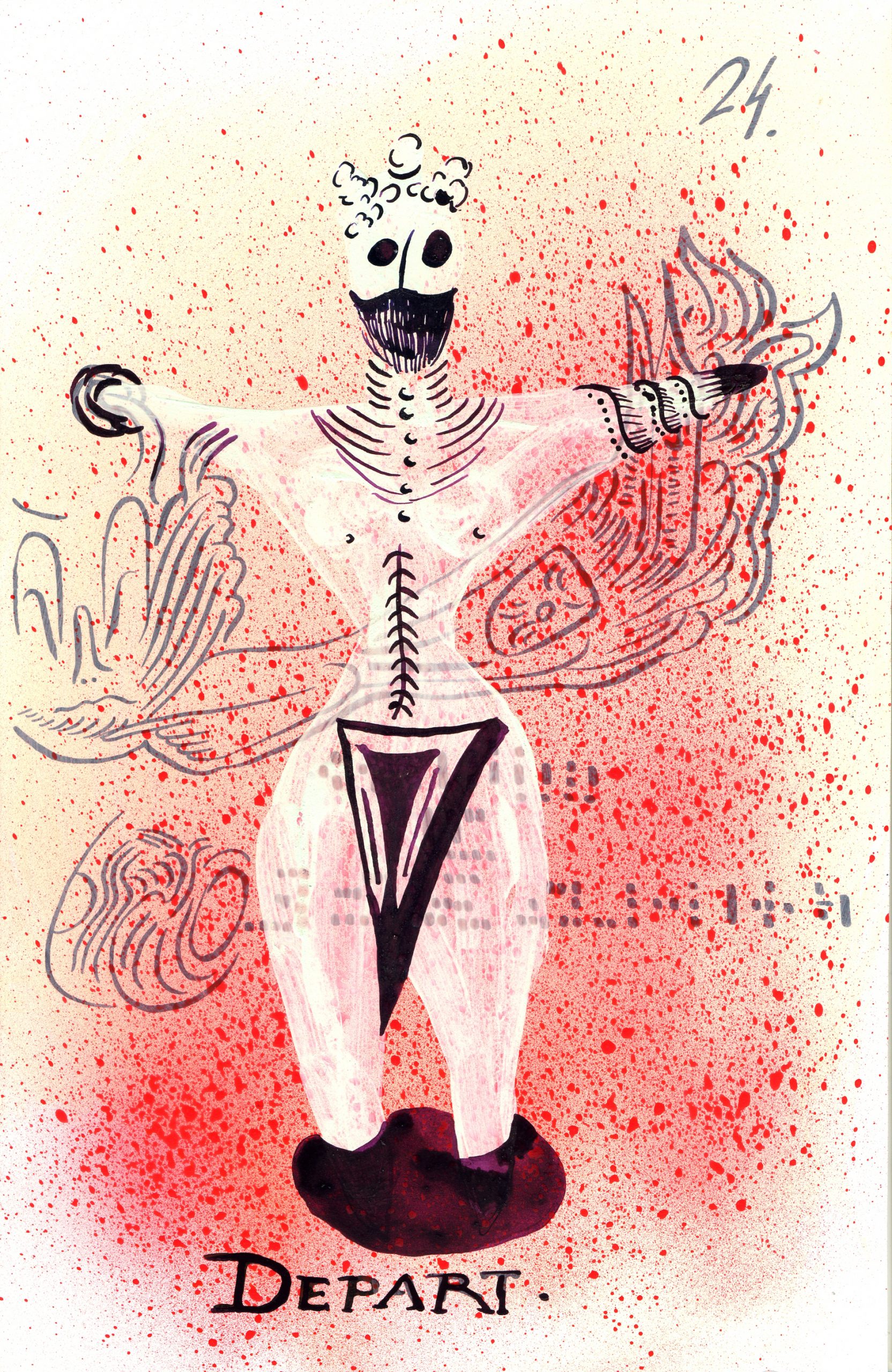 Depart, 2022, Mischtechnik auf Papier, 24,5 cm x 16 cm