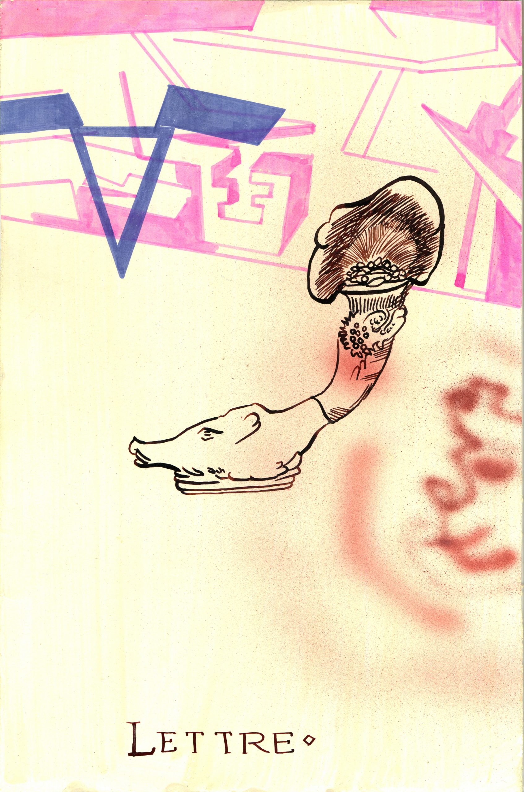 Lettre, Mischtechnik auf Papier, 24,5 cm x 16 cm