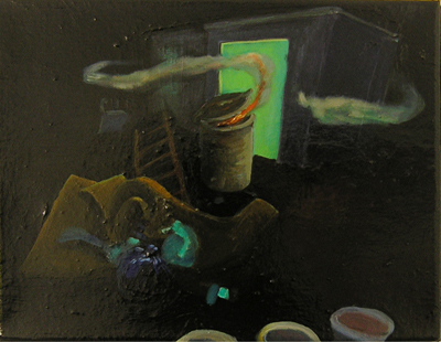 Romantische Alternative II, 2005, Öl, Lack auf Leinwand, 26cm x 31cm