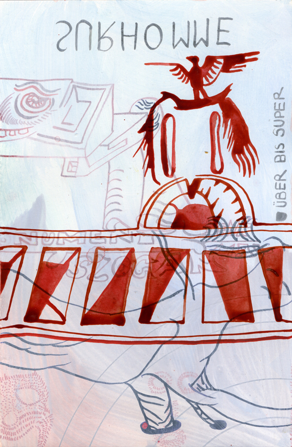 SURHOMME, 2020, Mischtechnik auf Papier, 24,5 cm x 16cm