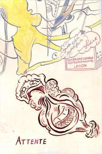 Attente, 2023, Mischtechnik auf Papier, 24,5 cm x 16 cm