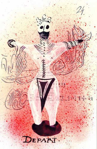 Depart, 2022, Mischtechnik auf Papier, 24,5 cm x 16 cm