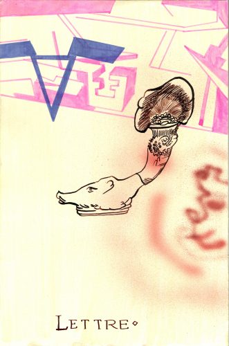 Lettre, Mischtechnik auf Papier, 24,5 cm x 16 cm