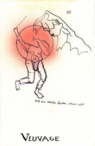 Veuvage, 2023, Mischtechnik auf Papier, 24,5 cm x 16 cm