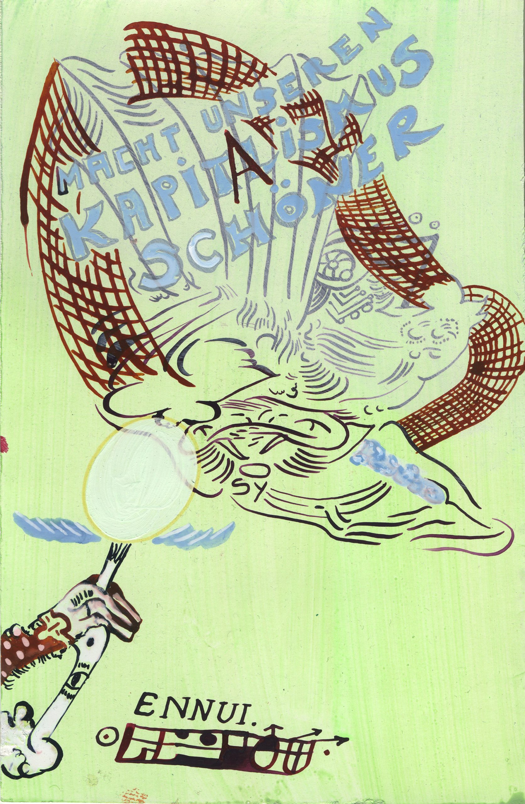 Der Spion, 2025, Mischtechnik auf Papier, 24,5 cm x 16 cm