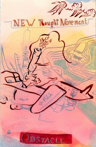 Obstacle, 2025, Mischtechnik auf Papier, 24,5 cm x 16 cm